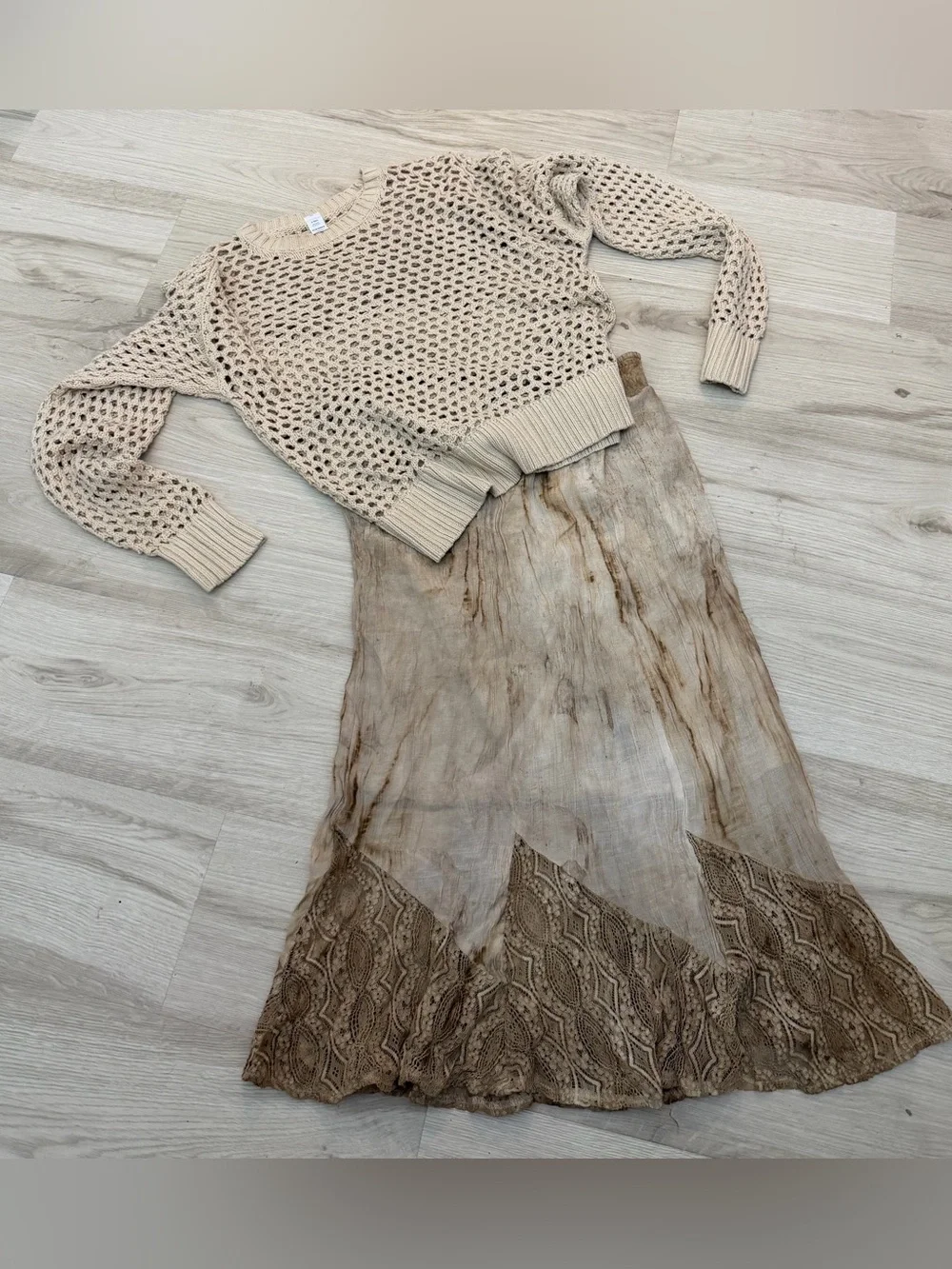 Bohemian Maxi Skirt in Taupe - Lightweight Flowing Women's Skirt